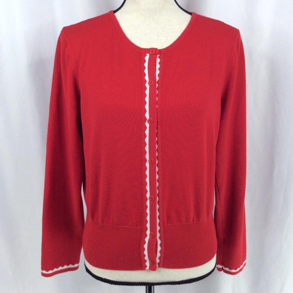 Belle Pogue Cardigan Sweater Womens XL (tag)‎ M (fits) Vintage Inspired 40s 50s